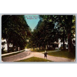 Postcard Posted 1918 Maine Divided So. High Street Bridgton #771